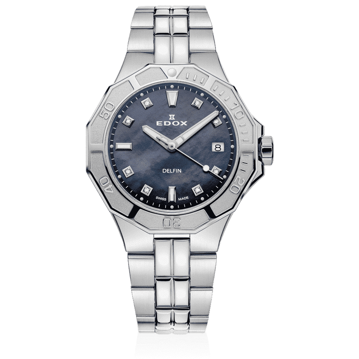 EDOX SWISS MADE 53020-3M-NANND DELFIN THE ORIGINAL DIVER DATE LADY