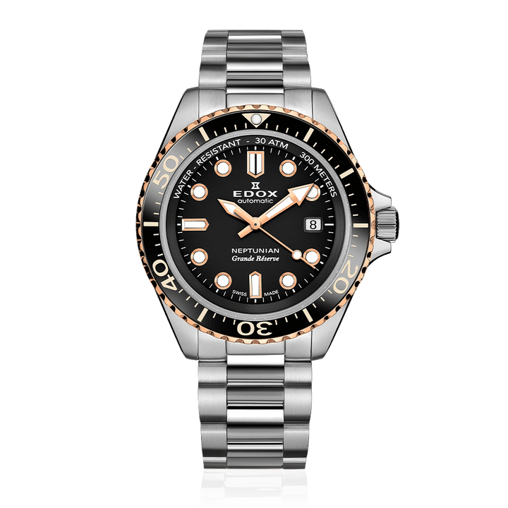 EDOX SWISS MADE 80801-3NRM-NIR NEPTUNIAN GRANDE RÉSERVE DATE AUTOMATIC