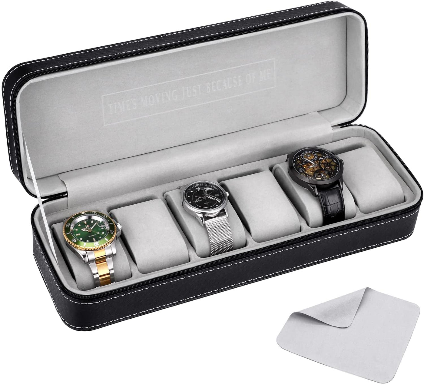 Black Leather Box For 6 watch