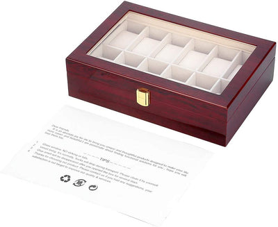 Dark Red Wood Box For 12 watch