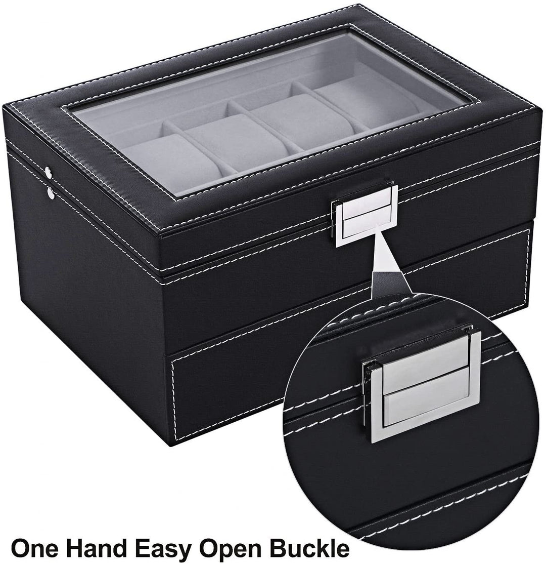 Black Leather Box For 20 watch