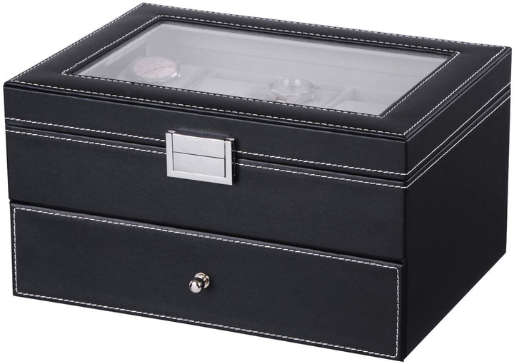 Black Leather Box For 20 watch