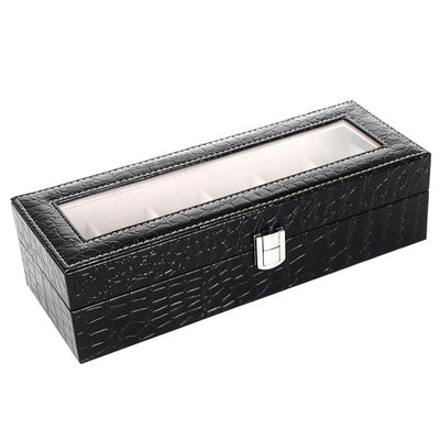 Black Leather Box For 6 watch